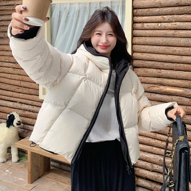 Parkas Women Short Coats Hooded Zipper Jackets Full Sleeve Thick Warm Y2k Streetwear Elegant Jacket Coat Autumn Winter 2026