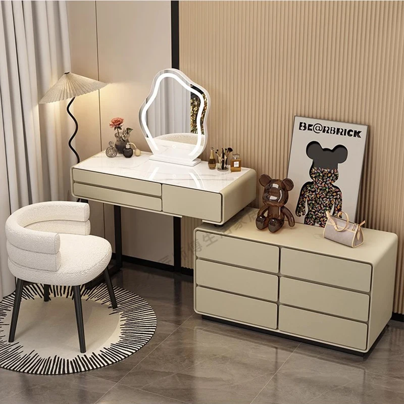 

Modern Stool Vanity Tables Mirror Nordic Luxury Girls Drawer Vanity Tables Bedroom Salon Unique Coiffeuse De Chambre Furniture