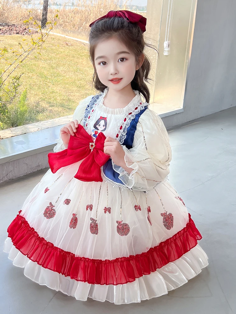 Printemps Faion enfants Dr petite fille fée T Princ Sle longue Sve jupe Midi doux ruban détail tissu doux