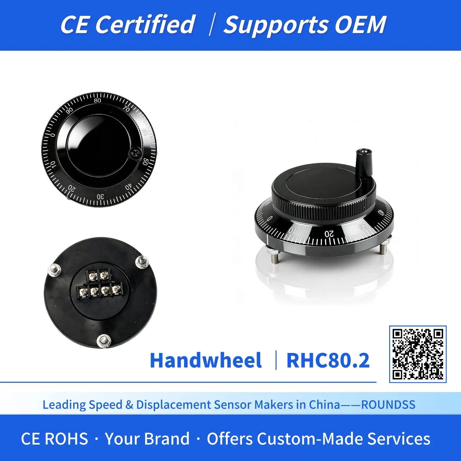 Black Metal 60/80mm Handwheel DC 5V - 26V CNC Machine Mpg Rotary Encoder