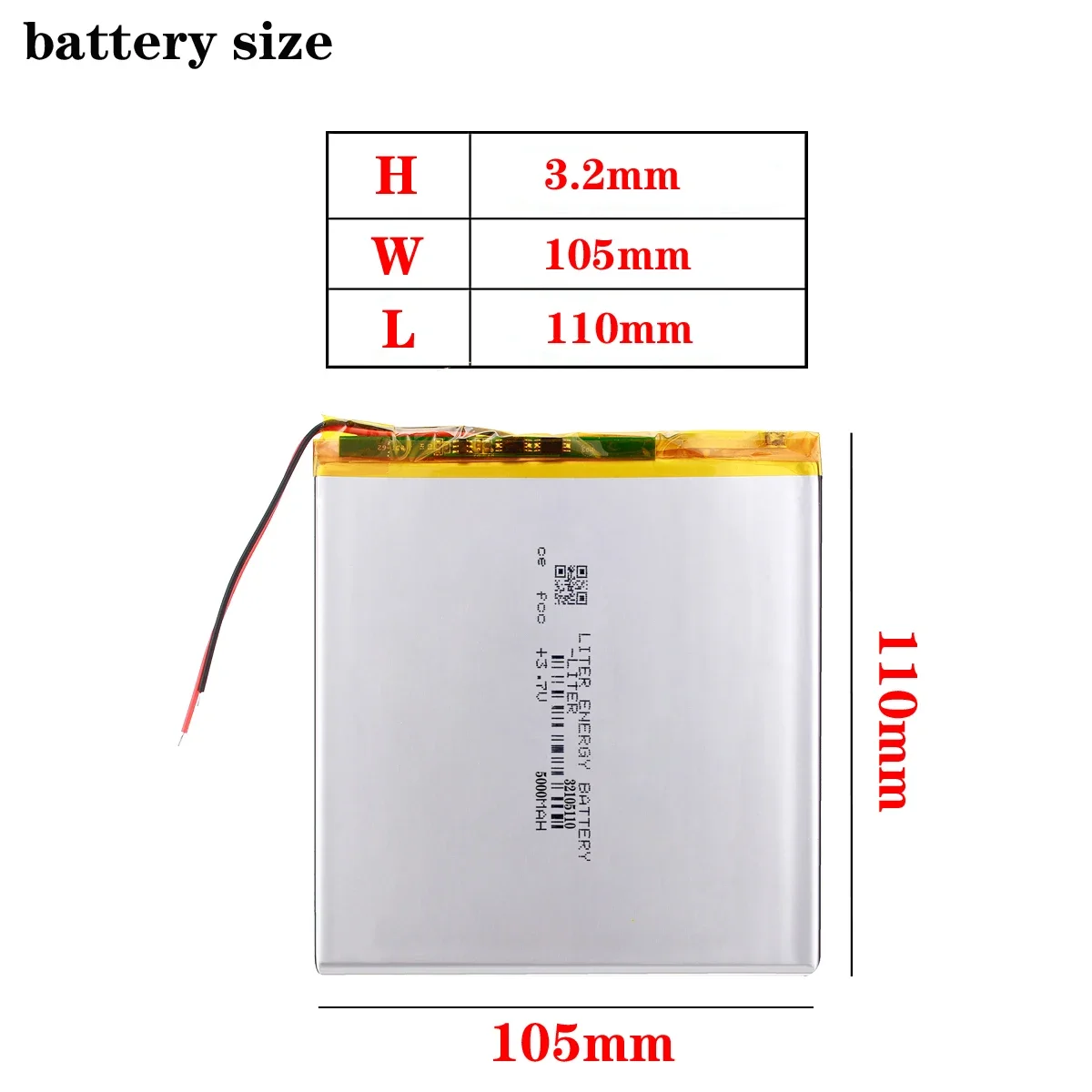 32105110 Tablet PC battery capacity 3.7V 5000mA Universal Li-ion battery for tablet pc 7 inch 8 inch 9inch 10inch