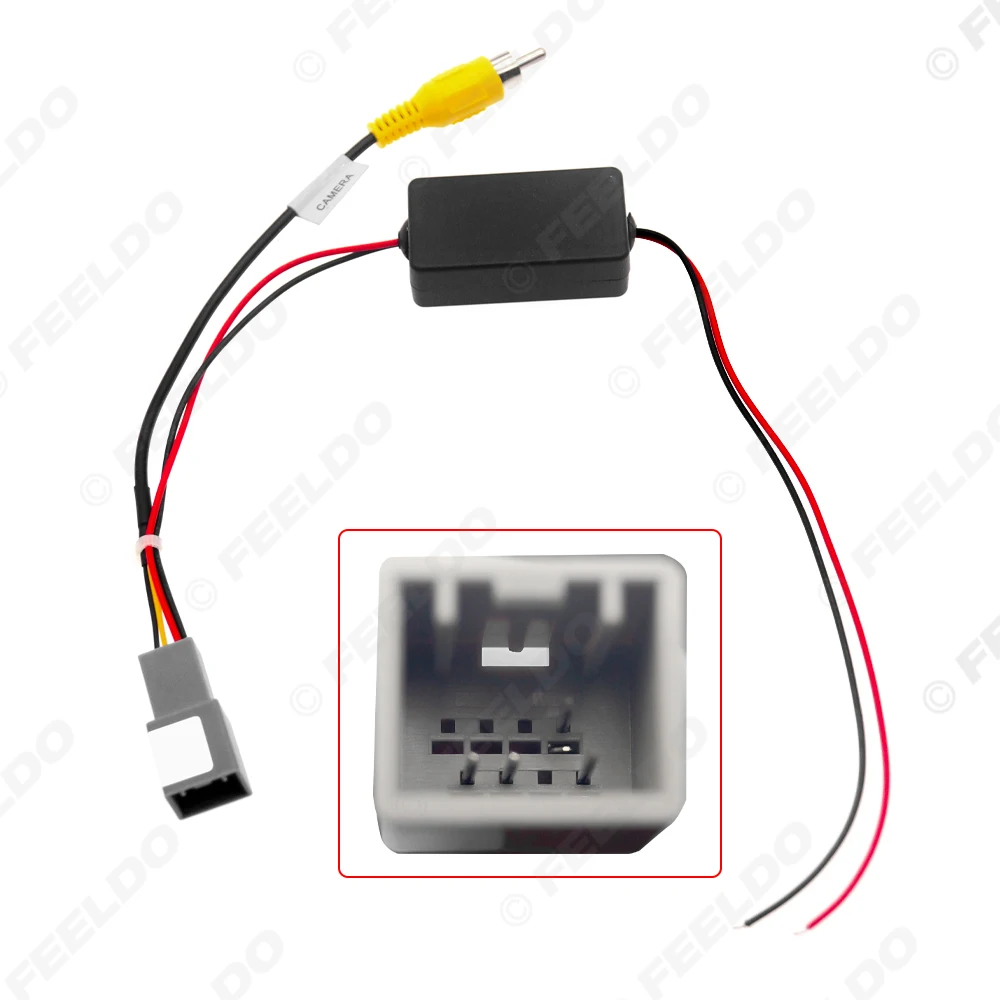 Car Parking Reverse Wire Adapter 8Pin Male Video Plug RCA Cable For Honda Fit/Greiz/City/BRV With 12V-6V Power Convertor Board
