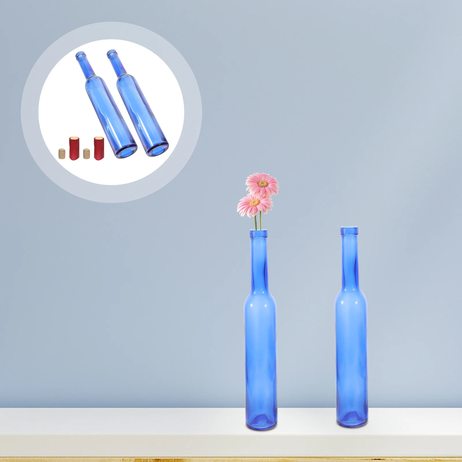 

2Pcs Glass Wine Bottles Empty Multiuse for Drinks Flowers Decorations Safe Table Centerpiece Home Bar Decor