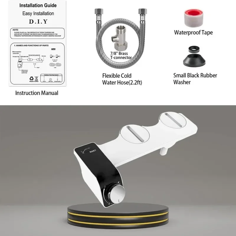 Imagem -06 - Bidé Não Elétrico para Assento de Vaso Sanitário Auto Limpeza Bocal Duplo Pressão Ajustável Quente e Frio Quente e Água