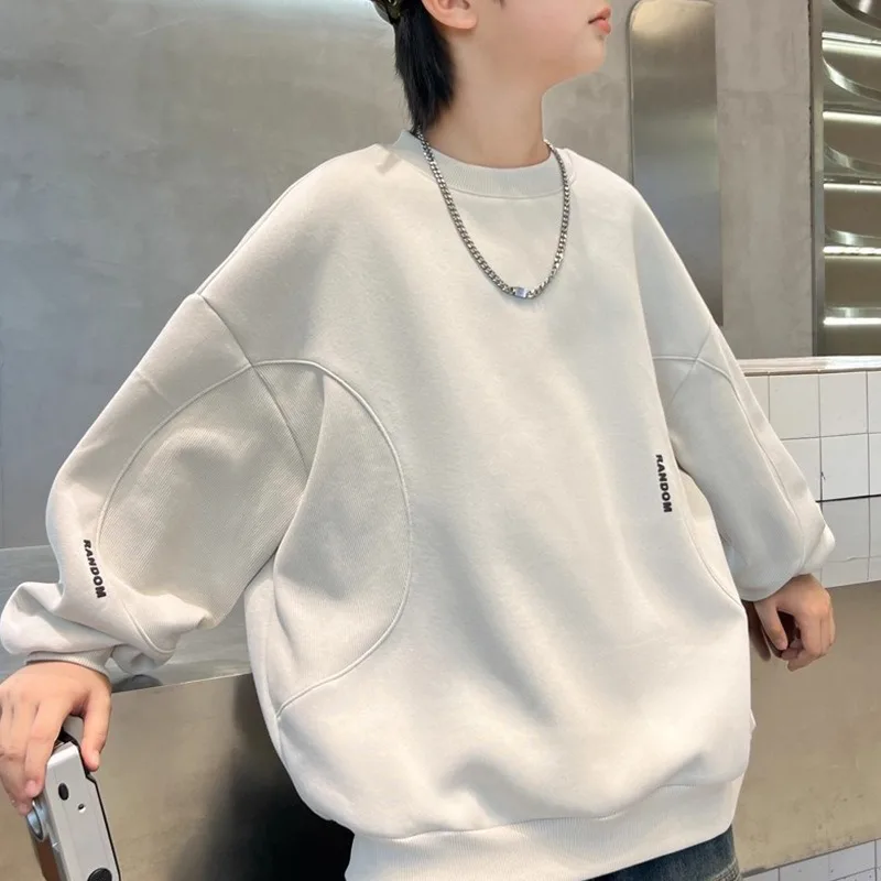 RAISE 2026 Herbst Kinder Jungen Sweatshirts Locker Geschnitten Einfarbig Vielseitig Junior Jungen Pullover Rundhals Langarm Oberteile für Teenager – Detail 1
