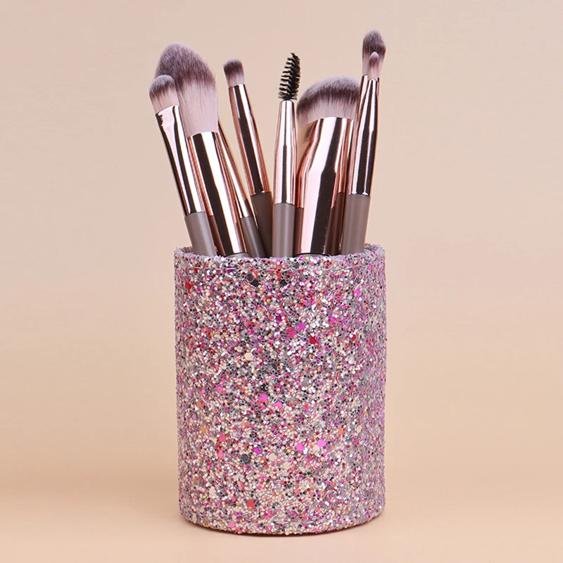 Sparkling Makeup Brush Bucket Cosmetic Storage Pen Box Comb Lipstick Brush Container Home Storage Box For Desktop