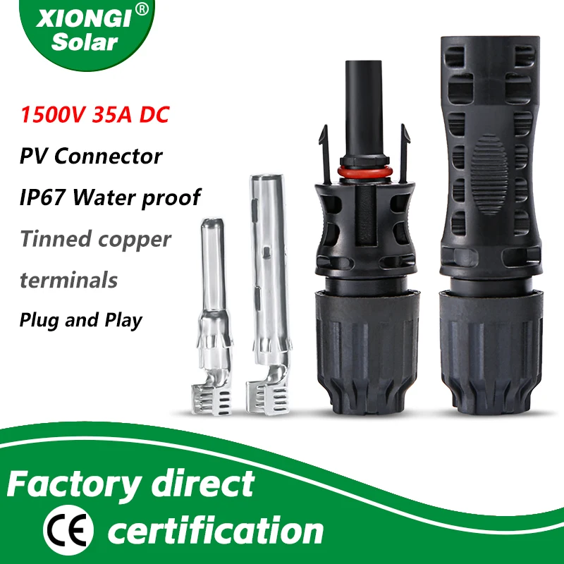 XIONGISOLAR 1 Pair Solar PV Connector male and female 1500VDC 35A Solar Panel Connectors for PV Cable 2.5/4/6mm2