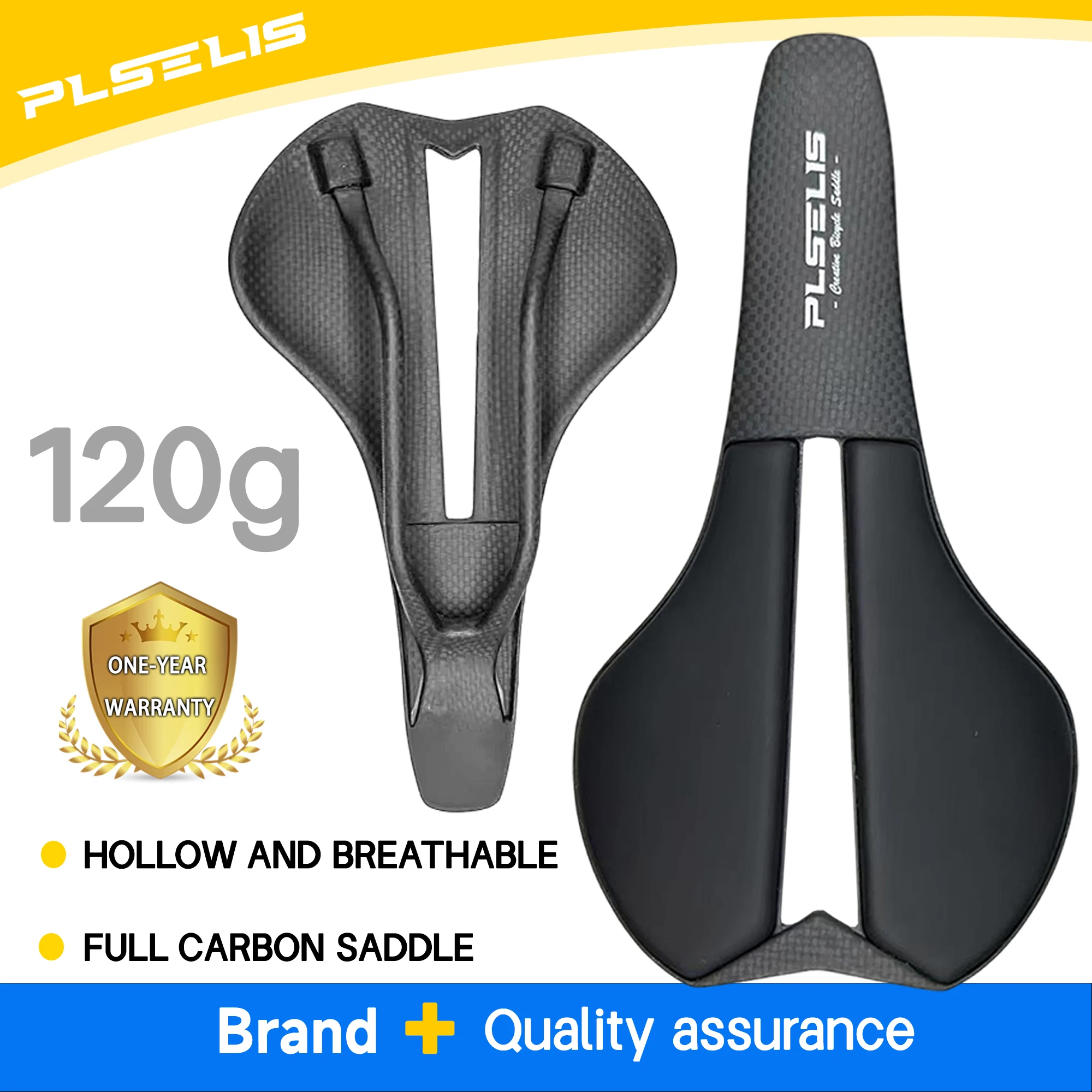 

Plselis Full carbon saddle Carbon Bicycle Saddle Hollow Breathable Ergonomic Design Lightweight 120g Bike Riding Accessories