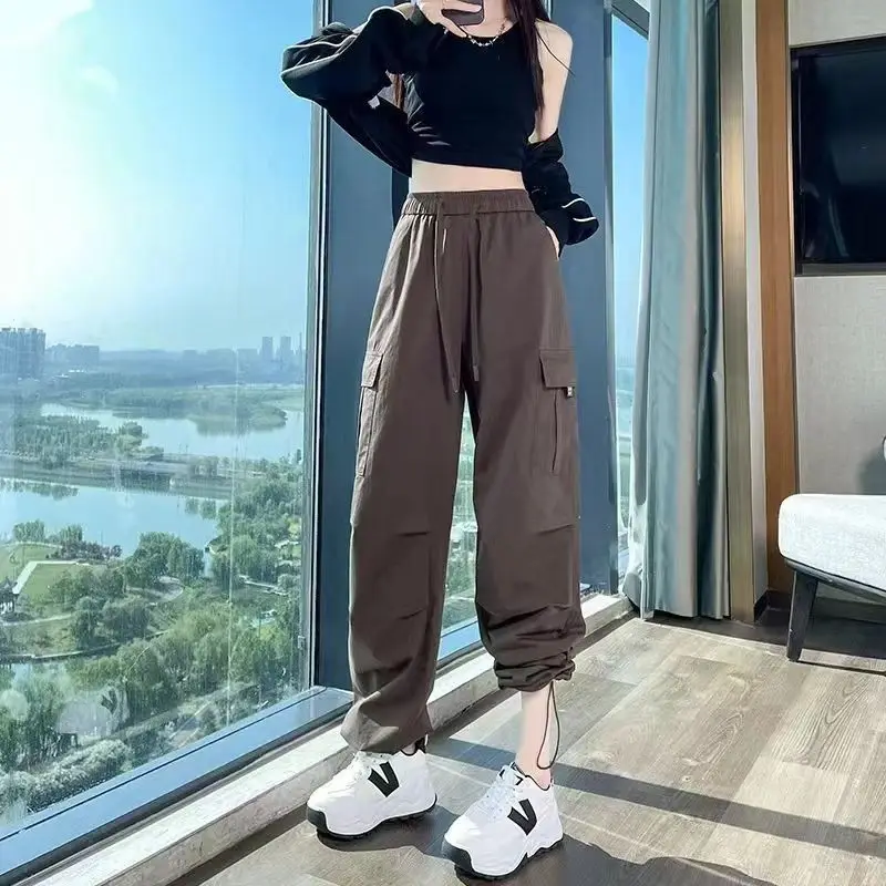 

Fashionable Womens Cargo Pants for Summer Cool Hip Hop Loose Fit with Multiple Pockets Straight Wide Leg Outdoor Slimming