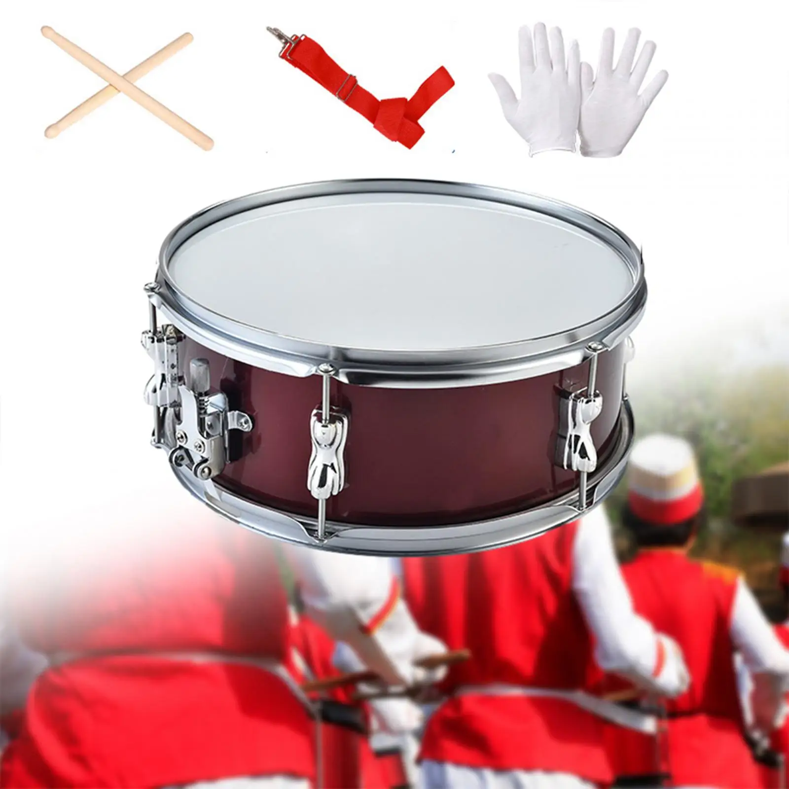 13inch Snare Drum Portable with Drumsticks Lightweight Double Tone Drum Music Drums for Beginners Boys Girls Kids Teens Children