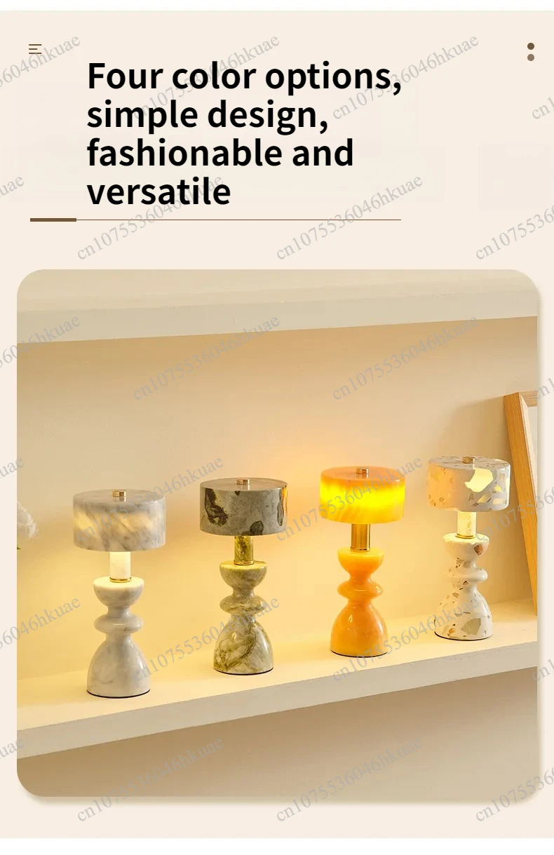 

Ins Simple Marble Texture Jade Ornament Rechargeable Home Bedroom Bar Coffee Table Desktop Decor