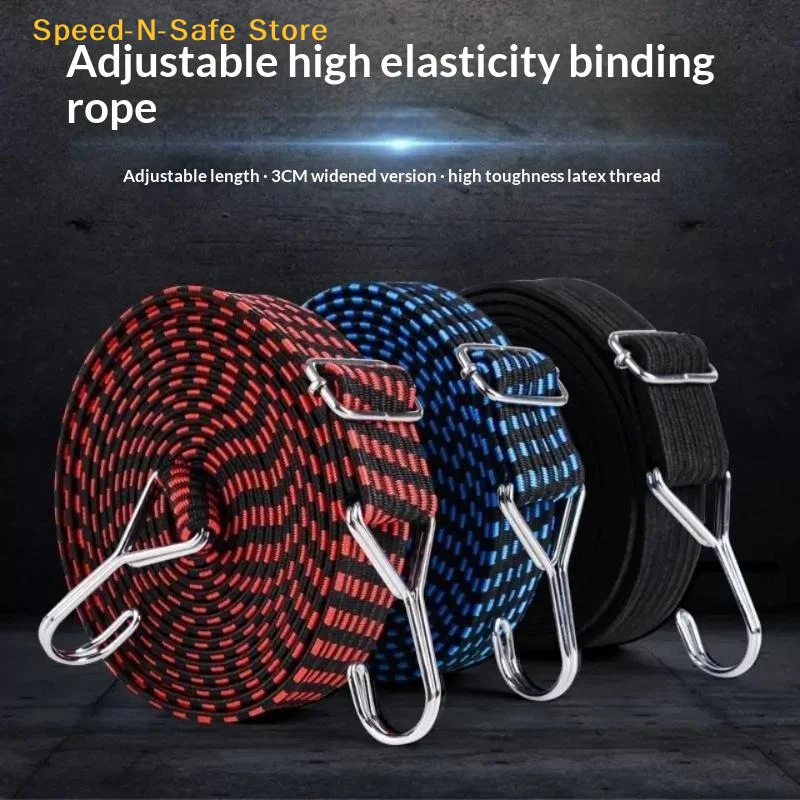 Adjustable Elastic Lashing Strap Tear Resistant Buckle Binding Belt for Motorcycle Bike Luggage Household Moving Cargo Fastenin