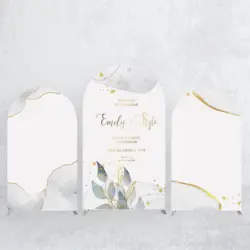 Arch Backdrop Cover White Gray Design Suitable for Wedding Ceremony Photograph Background Decoration Prop Elastic Fabric