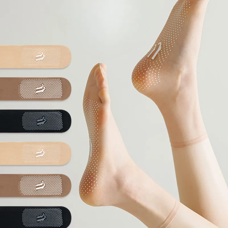 5Pairs Women Bottom Silicone Anti Slip Ultra Thin Silk Socks Summer Invisible Transparent Breathable Casual Comfortable Socks