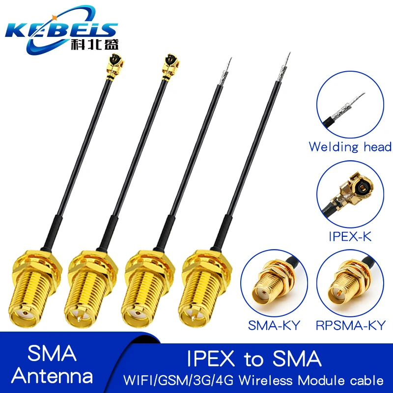 5 Pcs/Lot IPX to SMA, SMA Connector Cable Female to UFL/ u.FL/ IPX/IPX1,RF Coax Adapter Assembly Pigtail Cable 1.13MM RP-SMA-KY