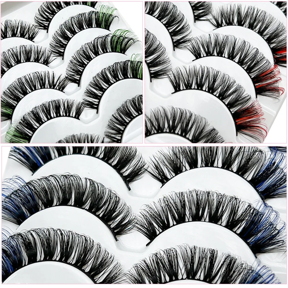 2022 Nieuwste Kleurrijke 3D Mink Wimpers 100% Mink Wimpers Mix Kleur Roze Blauw Rood Wit Valse Wimpers Pluizige Zachte Cilias vendor