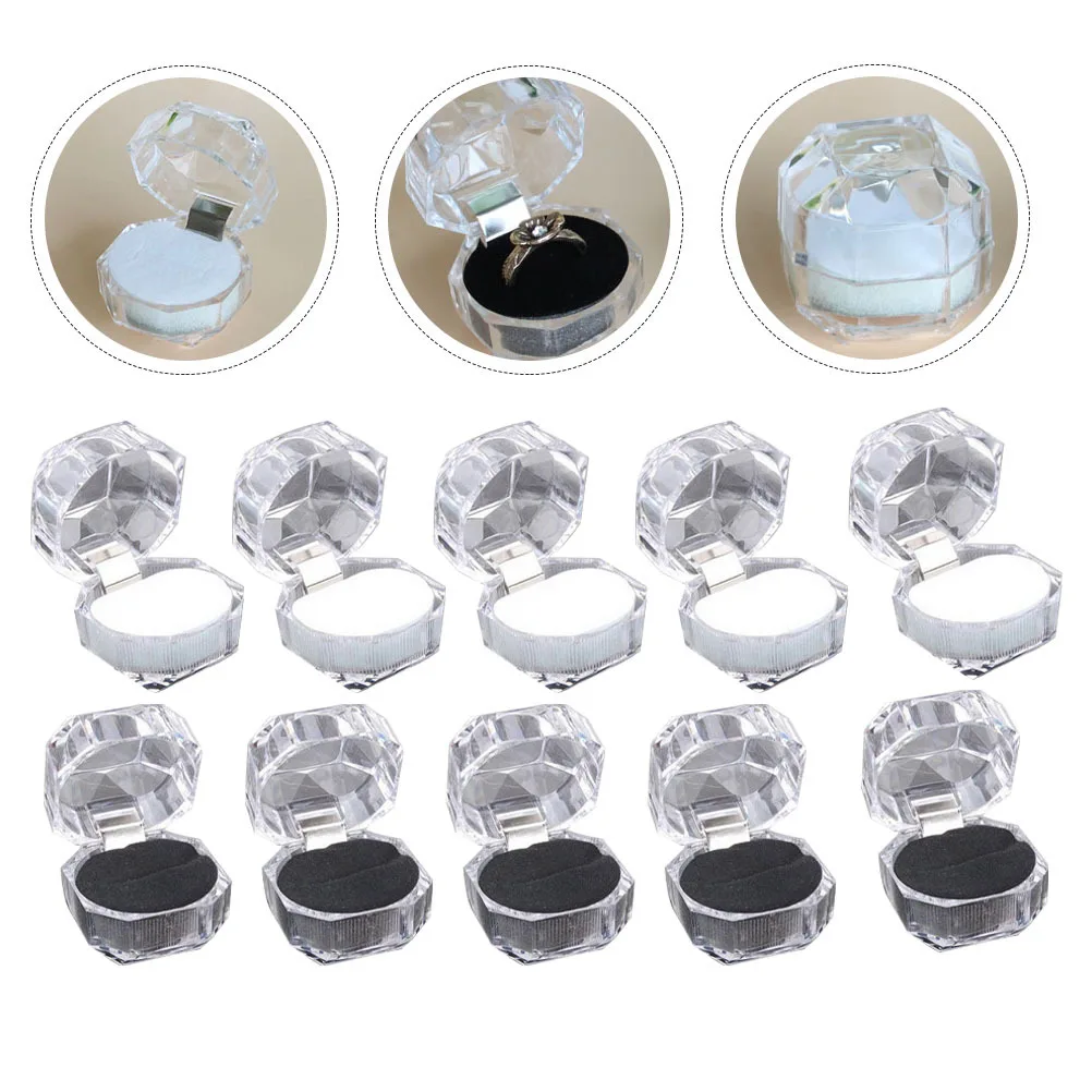 10Pcs Jewelry Ring Organizer Box Transparent Design for Wedding Engagement Proposal Gift Fiance Gifts for Her