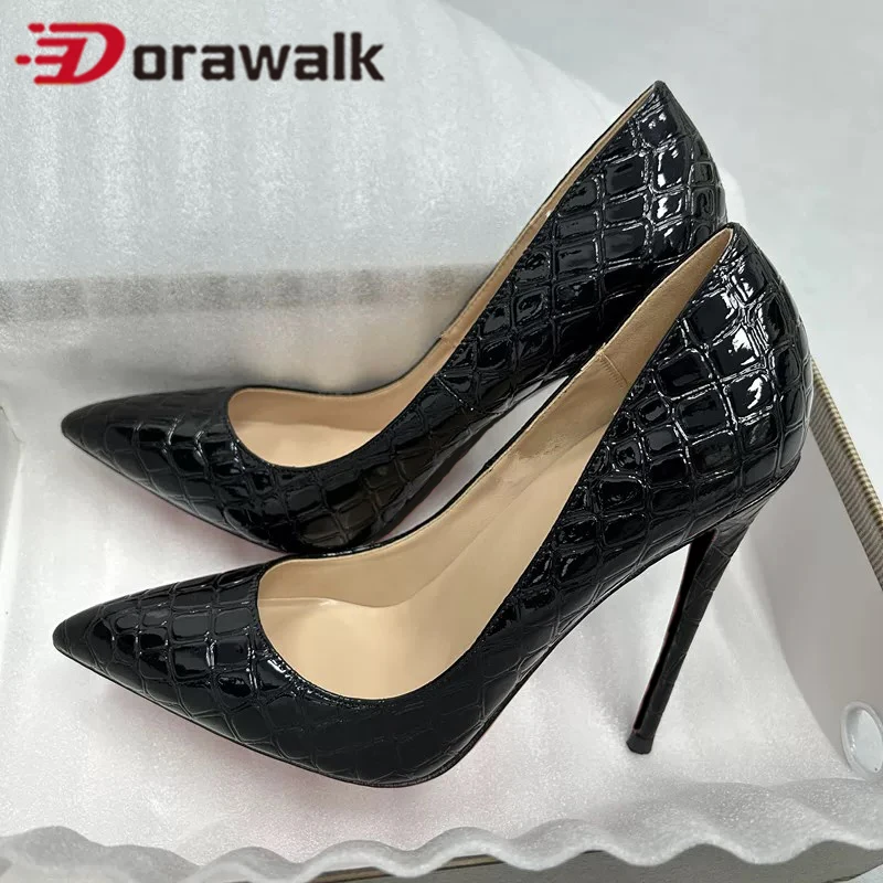 

Черные женские туфли на высоком каблуке с блестящим лакированным острым носком и каменными узорами, женские туфли на шпильке для клубных вечеринок, женские модельные туфли для пения, большие размеры