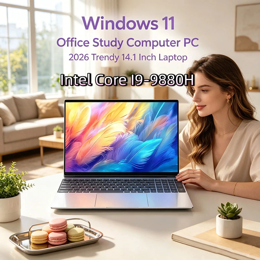 

Stylish 14.1" HD Laptop Intel Core I9-9880H 32GB RAM 2TB SSD Ultra Slim Windows 11 Daily Use Computer