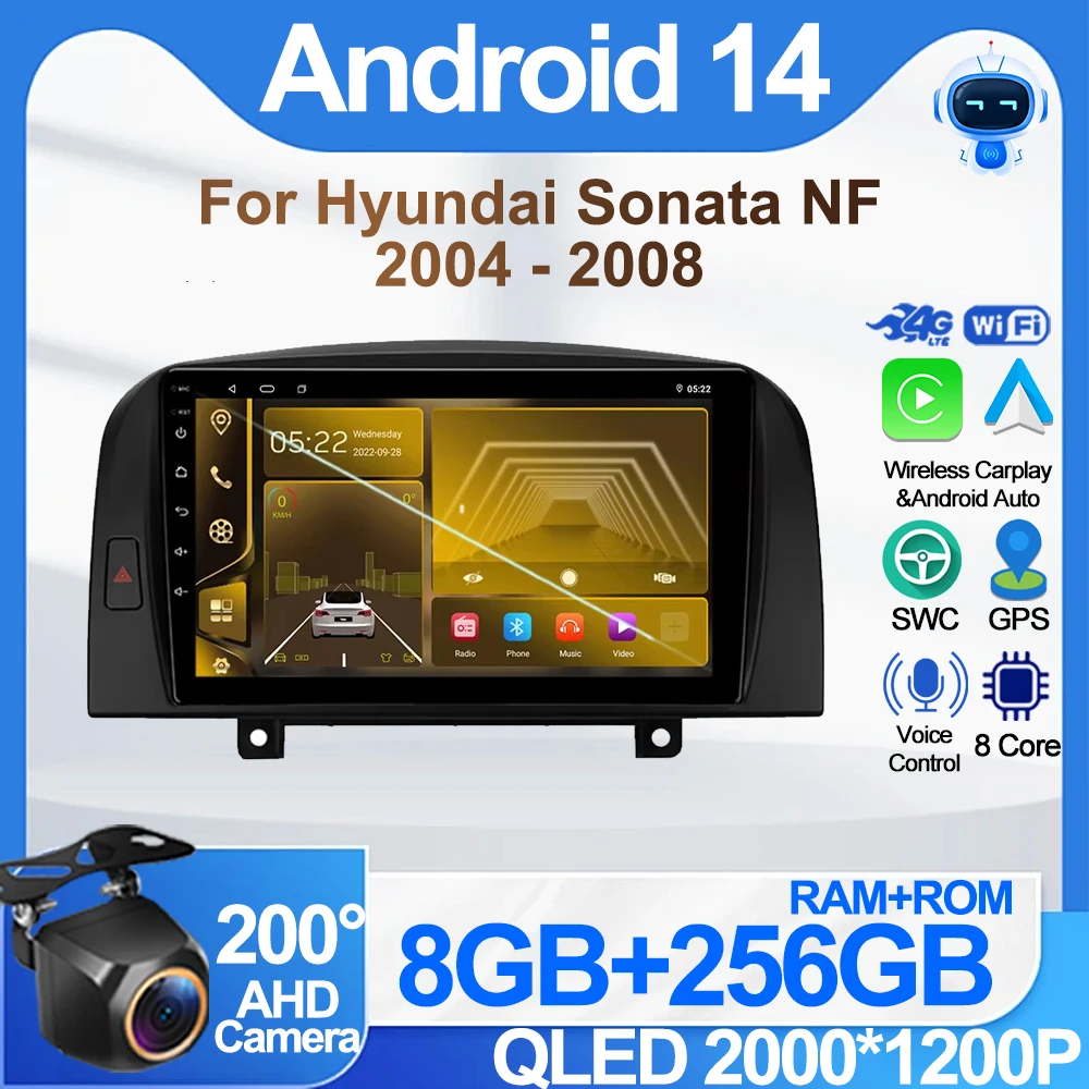 

Auto Radio For Hyundai Sonata NF 2004 - 2008 GPS Navigation Stereo Head Unit Rear Camera Mirror Link Carplay Wifi Dash Cam 5G BT