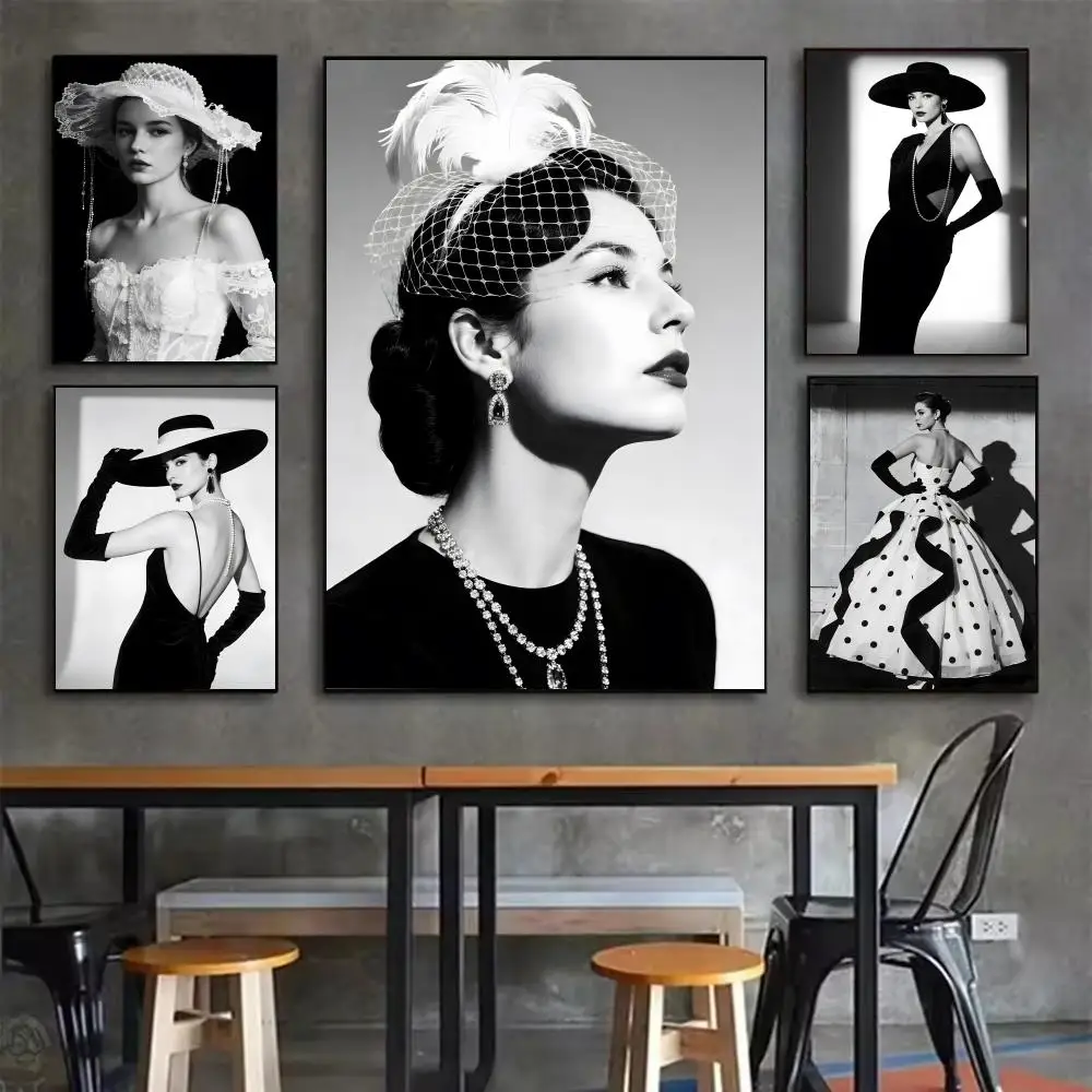 Retro Fashion Pictorial Poster Minimalist Easy-Apply Wall Art Stickers with Clean Aesthetic Design for Stylish Home Interiors