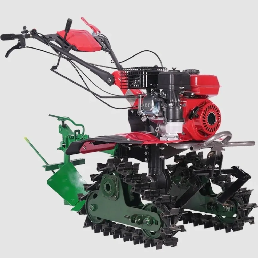 Hard Soil Direct Drive Micro Tiller Double Chain Rail Double Track Farm Cultivator For Plowing Loosening And Land Turning