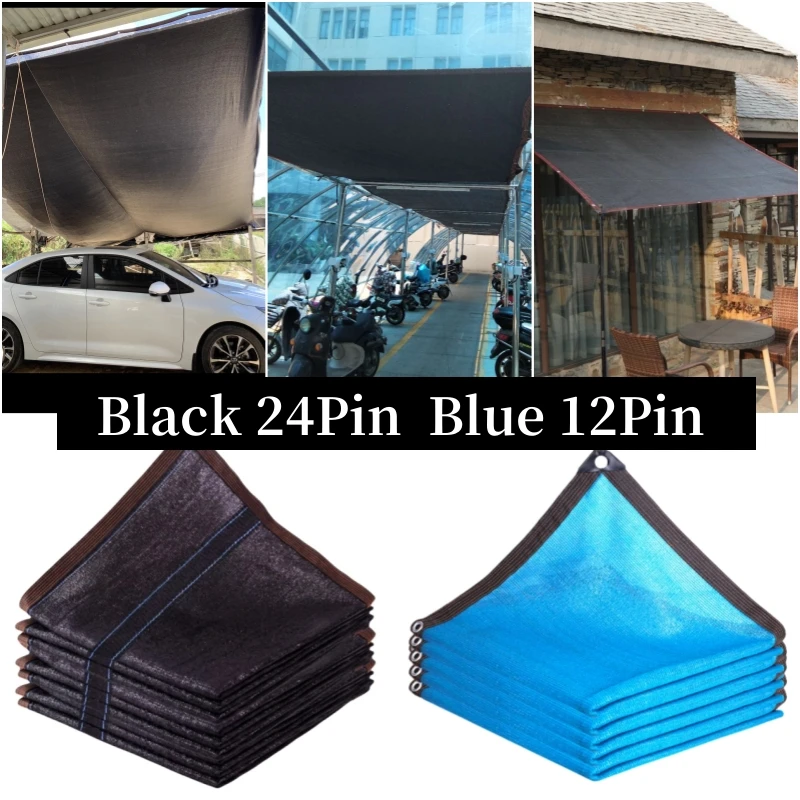 

12/24Pin Blue Black Anti-UV HDPE Sunshade Net Outdoor Swimming Pool Cover 85-98% Sunshad Net Garden Succulent Plant Shading Net