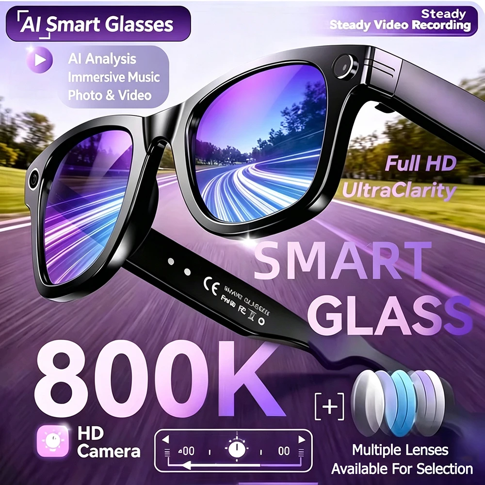 

Smart Translation Glasses 800W Camera Video Recording Sunglasses Color Changing Lenses Waterproof Call Function AI Photo Glasses