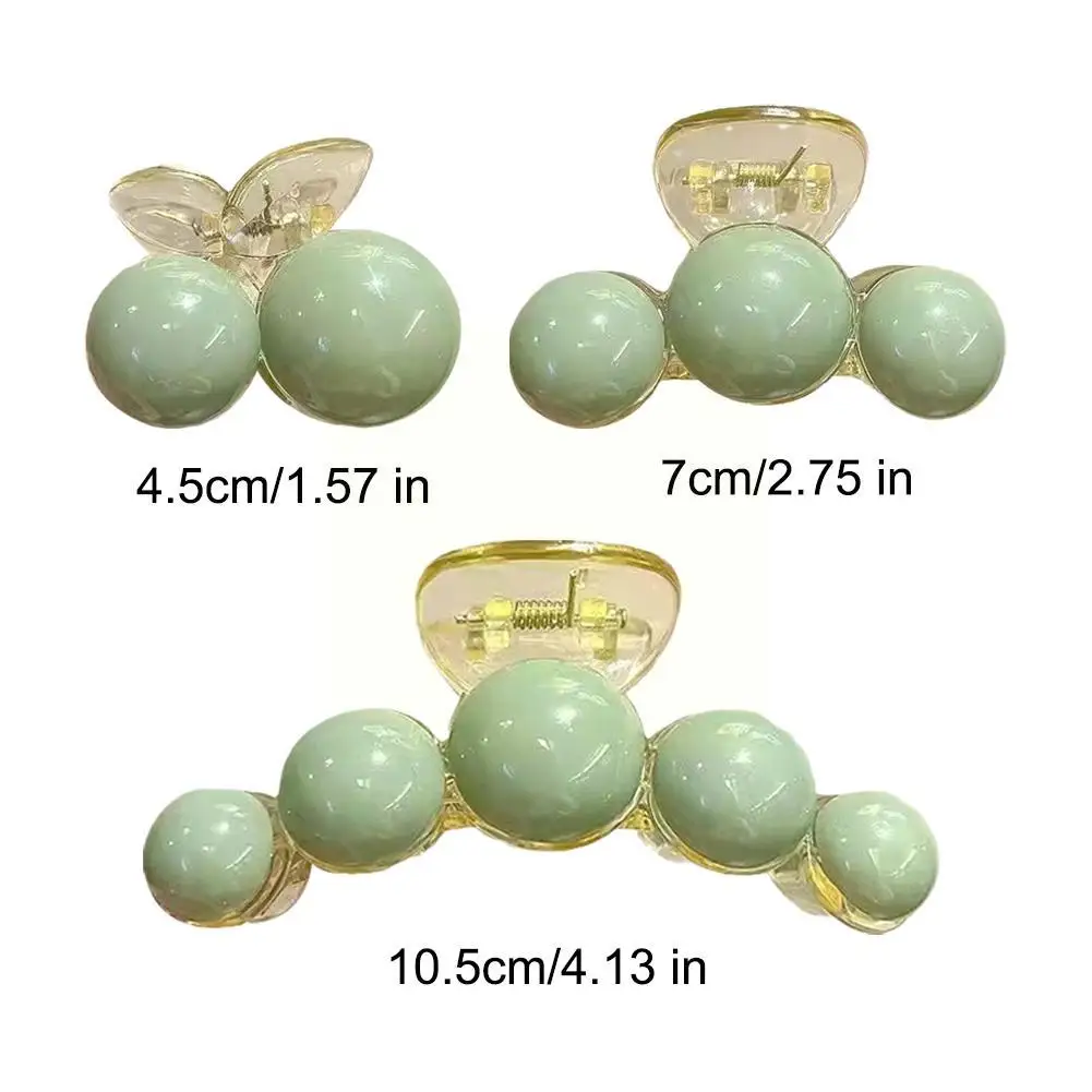 Garras elegantes do cabelo da pérola para mulheres, grampos verdes finos, acessórios plásticos do headwear das meninas, suporte do rabo de cavalo, moda, R5U8, 1Pc