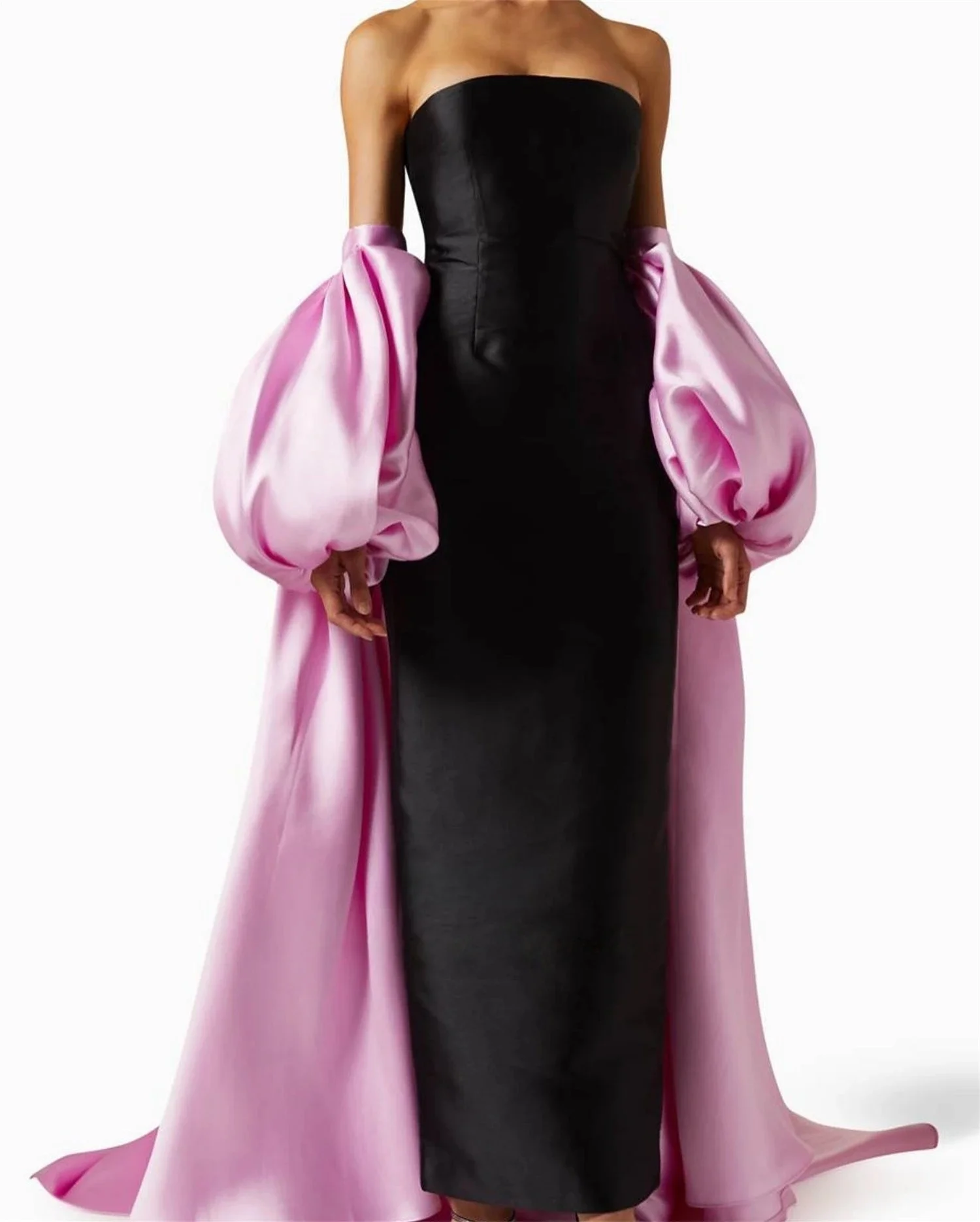 

Black Strapless Formal Long Bespoke Occasion Gown Evening Dresses Prom Pastrol Unisex Jersey Retro Dubai Saudi Arabic Customized