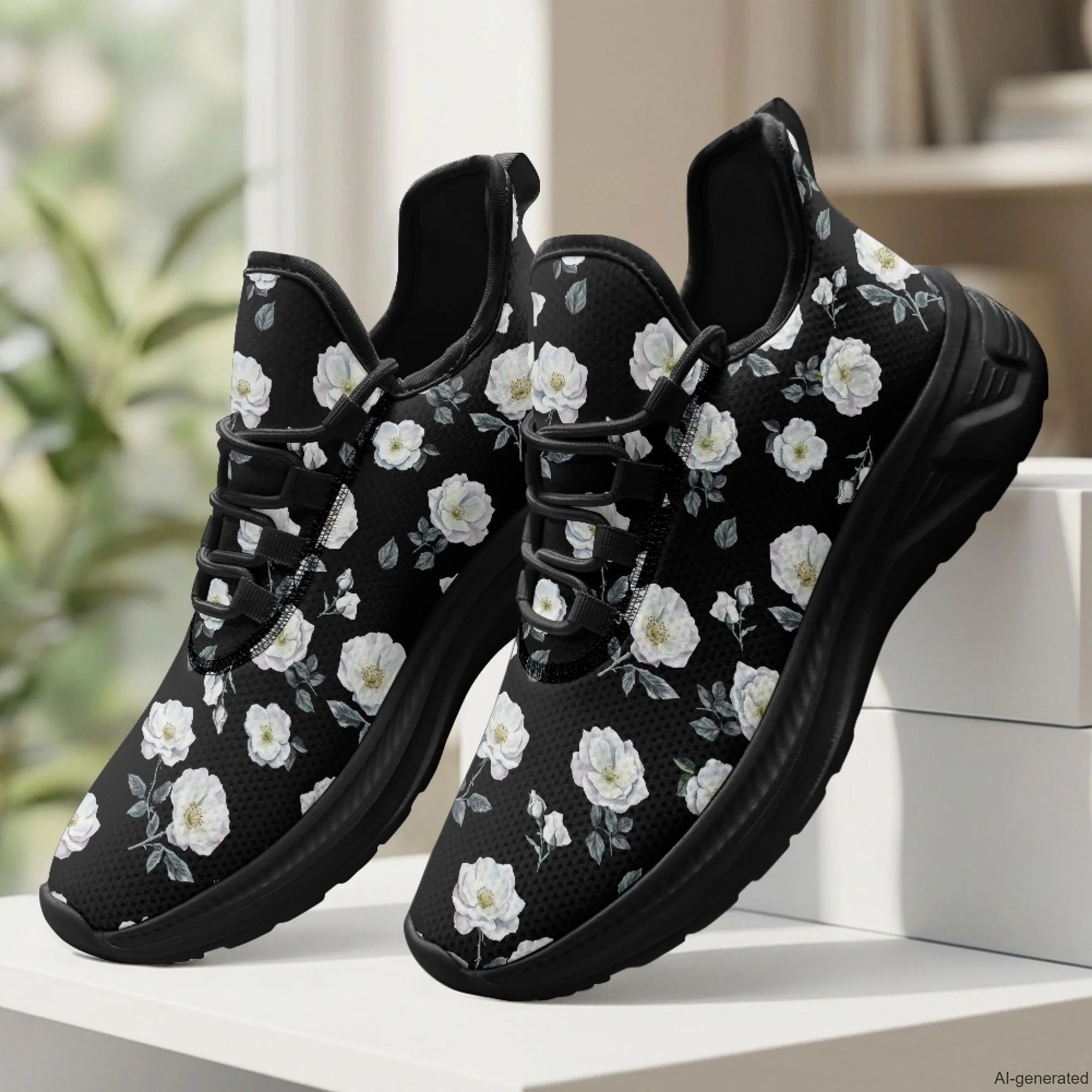 XIXIRIMIDO Womens Walking Shoes Nurse Shoes Nurse Sneakers Roses Print Tenis Masculino De Corrida Barefoot Shoes 35-48