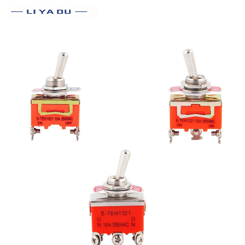 5/10pcs SPST 15A 250V 2 4 6 PIN Terminal ON OFF Toggle Switch Self-locking Reset Rocker Toggle Slide Switch KN-1322