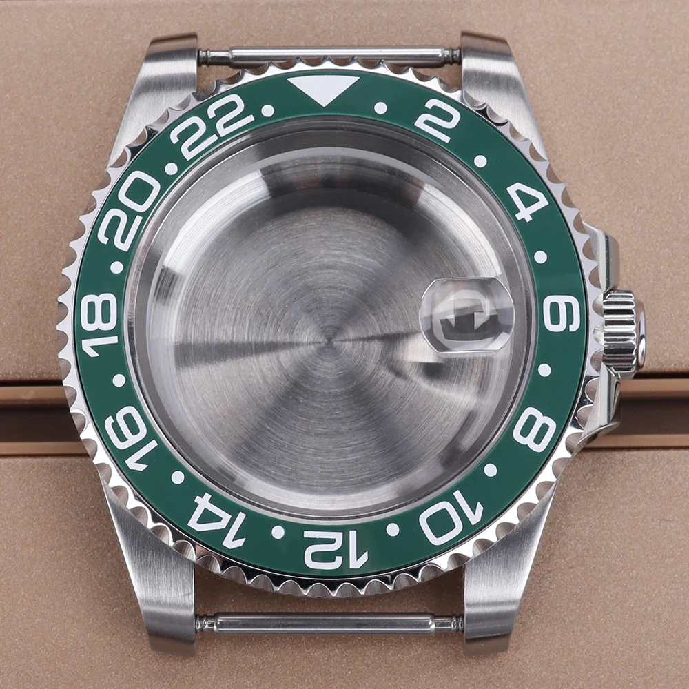 40 مللي متر ل NH34 NH35 NH36 NH38NH39 Eta2824 PT5000 Miyota8215 حركة ساعة فضية الفرعية GMT حافظة السيراميك الحافة الياقوت الزجاج 20ATM