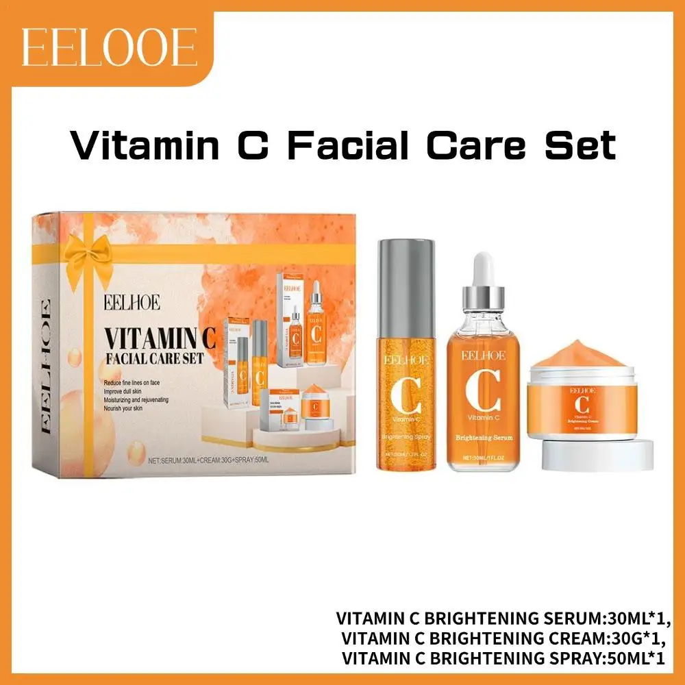 

Vitamin C Skin Care Set Facial Nourishing Moisturizing Improving Skin Quality Rejuvenating Brightening Refining Pores Beauty Set