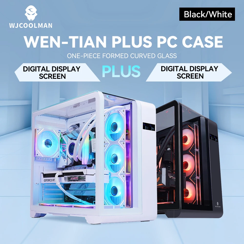 Computer Case WenTian PLUS Black Desktop Gaming PC Case Computer Case LCD Digital Display 360 Cold