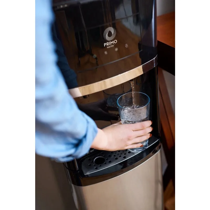 موزع مياه لمحطة الحيوانات الأليفة، تحميل علوي، درجة حرارة ساخنة/باردة، أسود وفولاذ مقاوم للصدأ