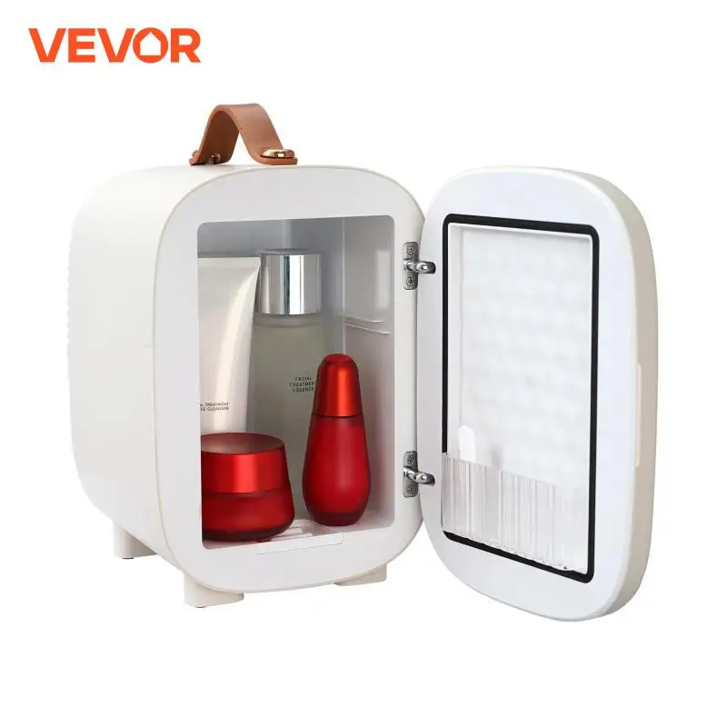 Vevor-ثلاجة صغيرة للعناية بالبشرة ، 4 لتر ، 6 علب ، ثلاجة مكياج لطيفة لمستحضرات التجميل والمشروبات والفواكه والحليب وثلاجة صغيرة
