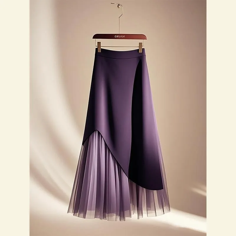 

Новая винтажная модная однотонная плиссированная юбка для женщин, с высокой талией, длинная, весна-лето, повседневная, элегантная, А-силуэт, для офиса и работы