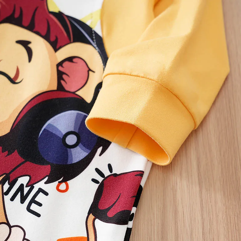 الوليد بيبي بوي ملابس طويلة الأكمام 0-18 أشهر قطعة واحدة الأقواس موضة البرتقال الأسد طباعة الطفل منامة الرضع بذلة غير رسمية #6