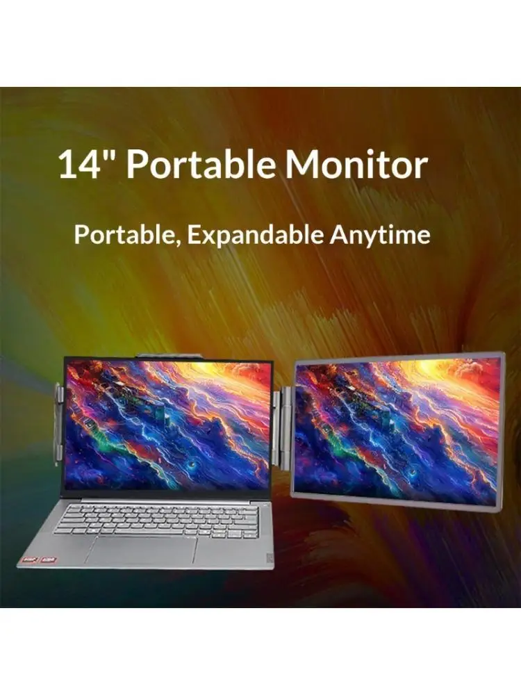 652F Multifunctional Portable Screen Extender 14inch Size Featuring USB Type C HDTV Connectivities for Office and Entertainment