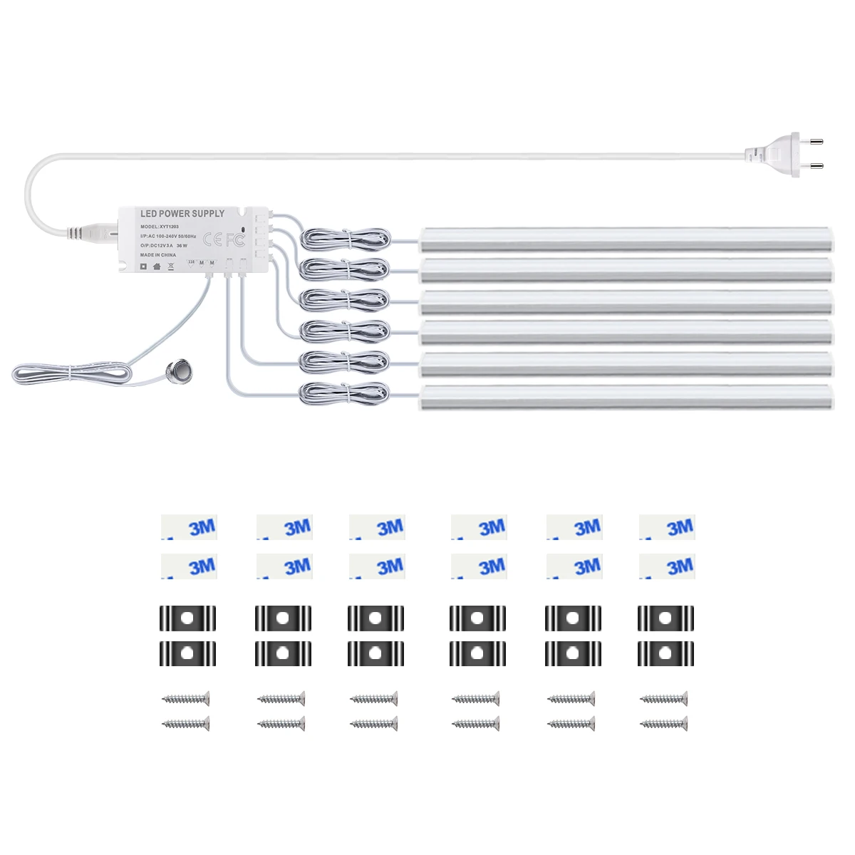 12V Touch Dimmable Swtich ควบคุม LED Light Bar สีขาว/อบอุ่นสีขาว 30 ซม./40 ซม./50 ซม.Led Night โคมไฟสําหรับห้องครัวตู้เสื้อผ้า,1/2/4/6pc