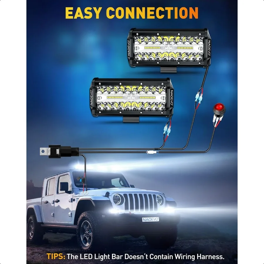 7-дюймовая светодиодная панель 240 Вт 24 000LM Светодиодные капсулы для бездорожья Противотуманные фары с точечным наводнением Combo для грузовика, лодки, UTV ATV 2 упаковки Whit