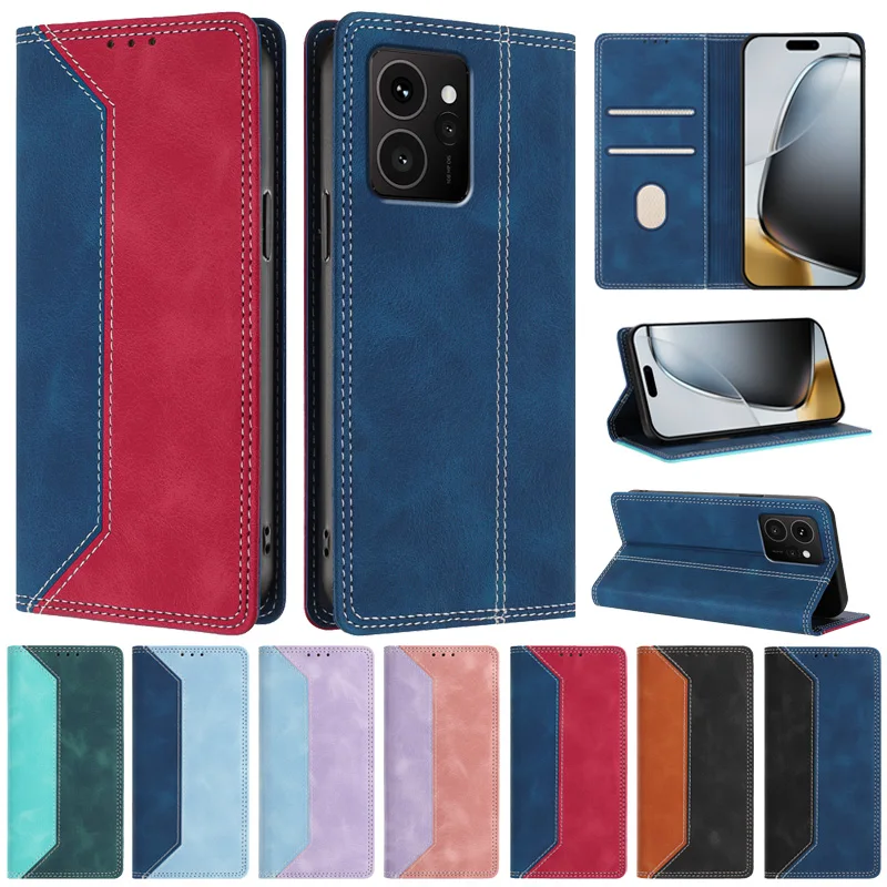 Para HMD Skyline Funda con tapa magnética para Coque Nokia HMD Skyline TA-1600 Funda de teléfono Funda de cuero con bloques de Color a la moda