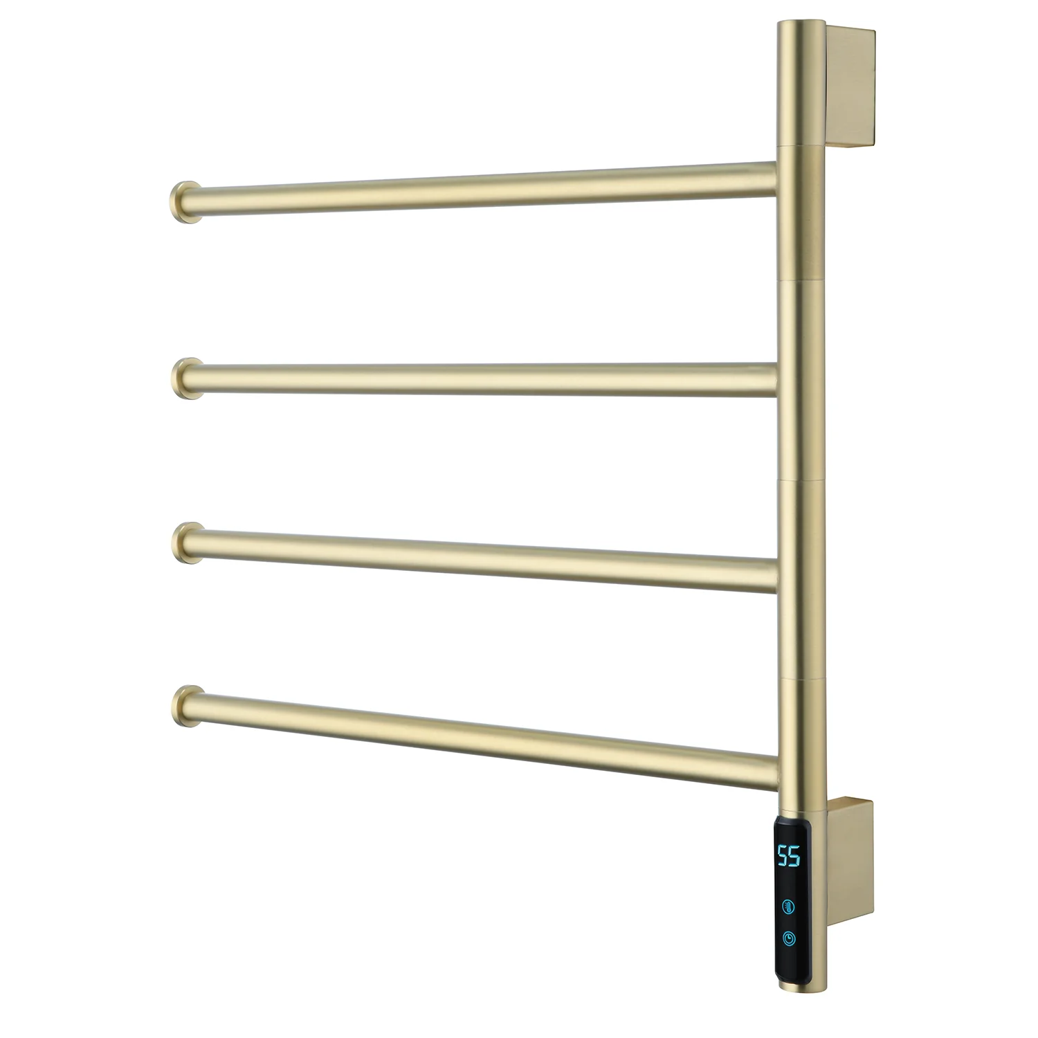 Swivel Heated Towel Rack Brushed Gold Wall Mounted Porte Serviette Chauffant with 4 Rails Bathroom Electric Towel Rails