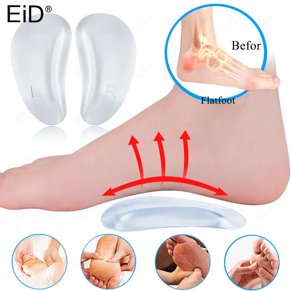 EiD Insoles Orthotic Protector Insole For Women Flat Arch Support Half Cushion Inside Outside Silicone Gel Orthopedic Footbed