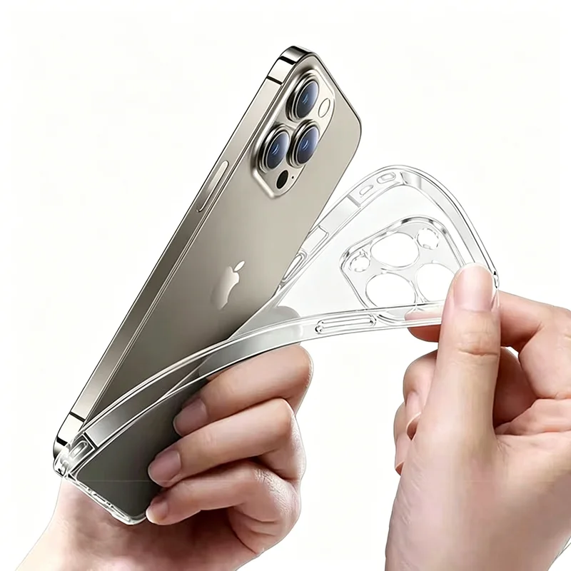 

Silicone Clear Phone Case For iPhone 16 17 15 11 12 13 Pro Max 14 7 8 Plus 12 Mini X Xs Xr 16E 17 Air Transparent TPU Soft Cover