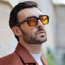 Luxury Square Sunglasses Men Women Brand Design Oversized Black Orange Original Nail Sun Glasses Female Fashion Shades Eyewear