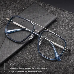 Oversize Titanium Glasses Frame Men Retro Square Myopia Optical Prescription TR90 Eyeglasses Women Male Ultralight Eyewear