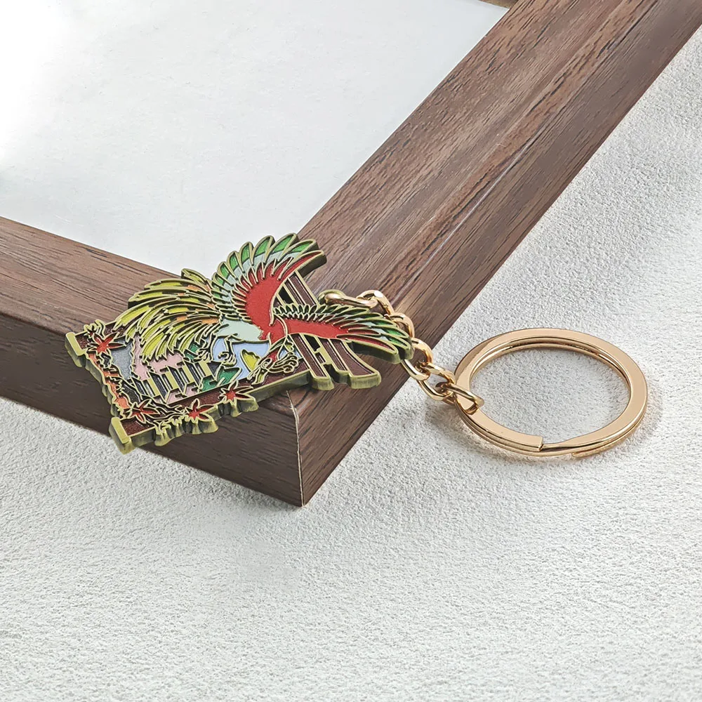 Ho-Oh Phoenix Schlüsselanhänger aus Zinklegierung, japanisches Torii-Tor, Kyoto Ahornblatt Schlüsselring, Rucksack-Anhänger, Gaming-Charms, Geschenkzubehör – Detail 7