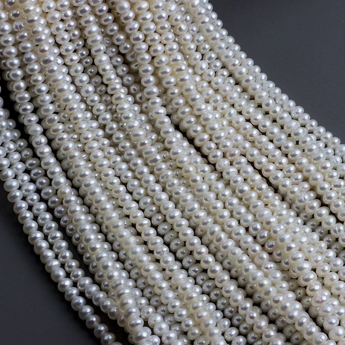 

Strong Light Good Quality 4-6mm White Bright Flat Beads Natural Freshwater Pearl Abacus Wheel Beads DIY Material